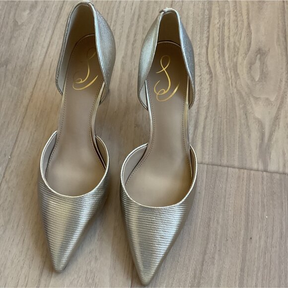 Sam Edleman VIV Metallic Gold Pointed-Toe DOrsay Style Heels Size 9 - Picture 2 of 5